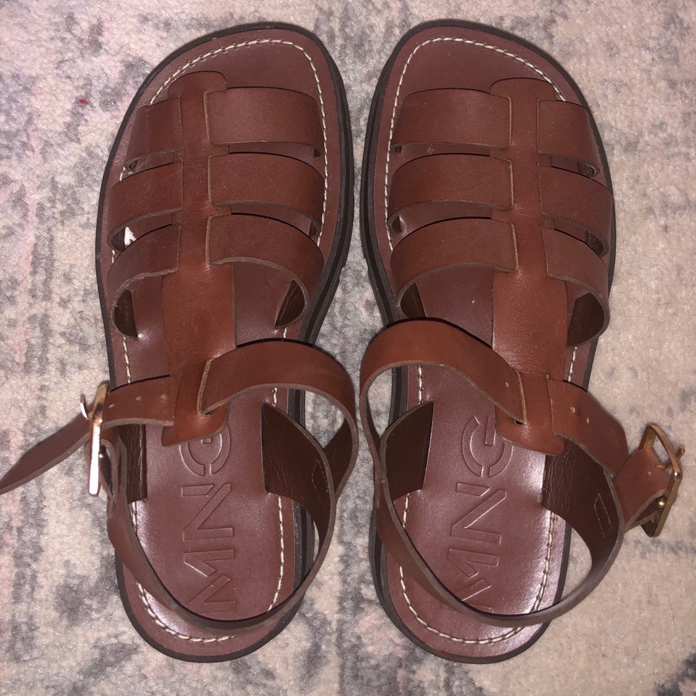 Chunky Brown Genuine Leather Sandals